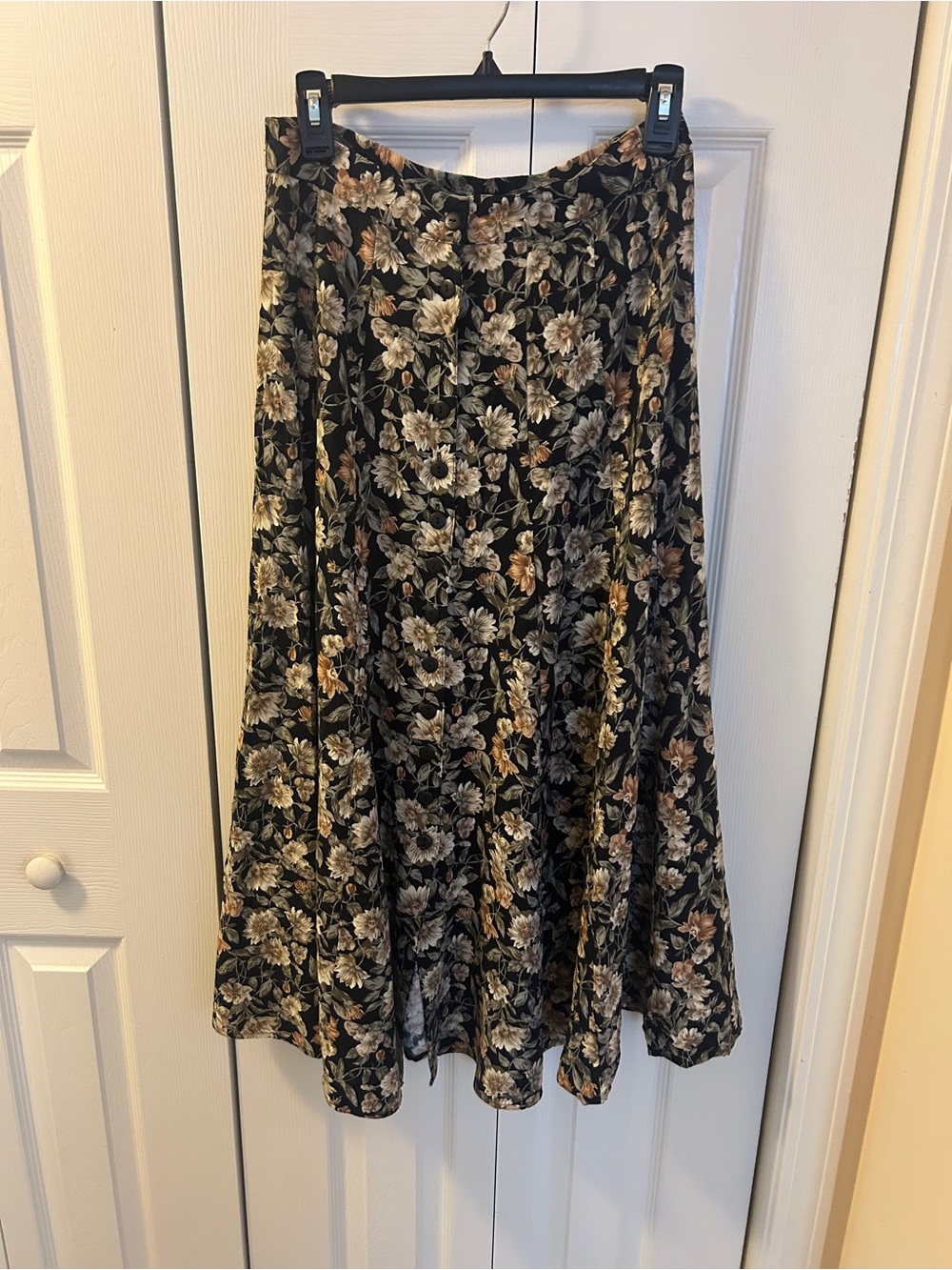 VTG 90s Compagnie Internationale Express Floral Maxi Skirt Rayon Button Front S